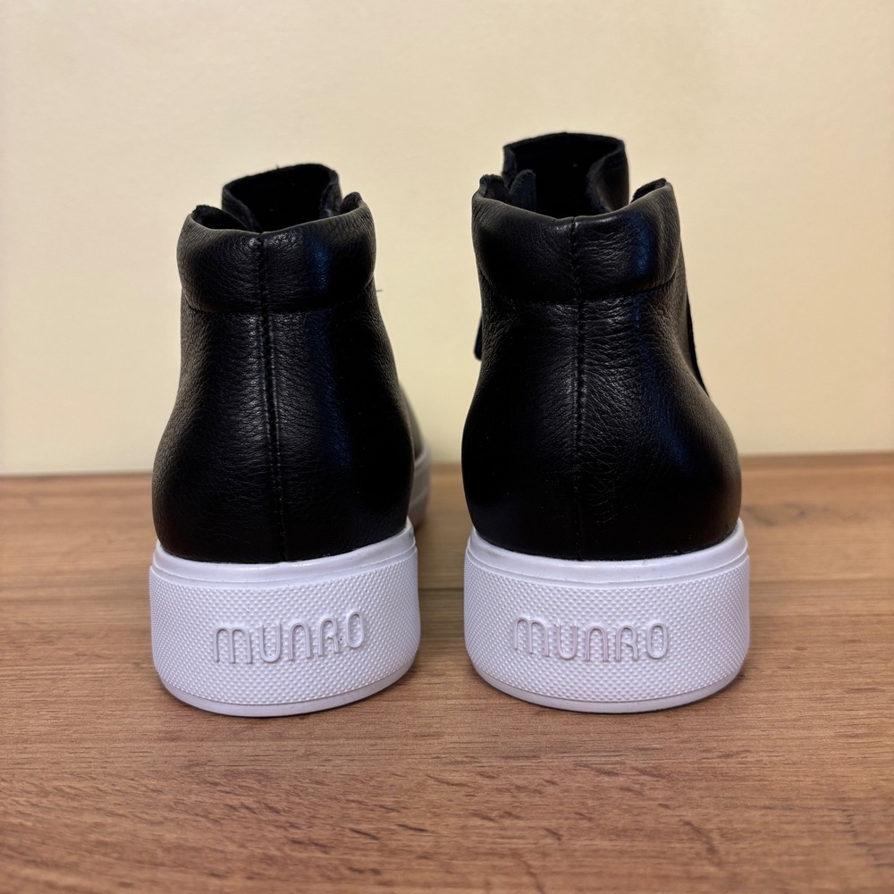 MUNRO Viera Mid Sneakers Black Combo Women Size 9.5 Leather Comfort Side Zippers - Picture 10 of 11
